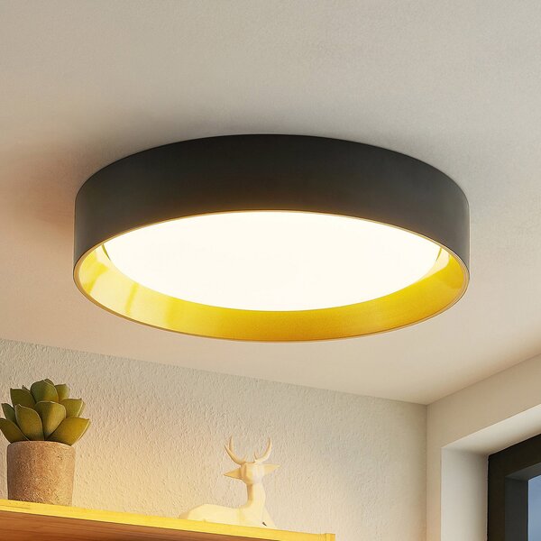 Lindby Kambia LED stropna svjetiljka, 55 cm, Crno, Dnevni boravak/blagovaonica, Aluminij