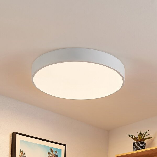 Lindby LED stropna svjetiljka Simera, Ø 50cm, bijela, metal, prigušiva, Bijela, Dnevni boravak/blagovaonica, Plastika