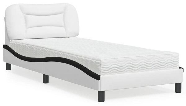 Krevet s madracem Hvar bijelo-crni 80 x 200 cm od umjetne kože - Crna / 80 x 200 cm