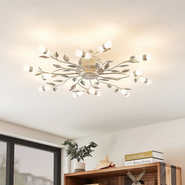 Lindby LED stropna svjetiljka Bolonia, brončana/bijela, Ø 80 cm, Bronca / stari mesing, Dnevni boravak/blagovaonica, Metal
