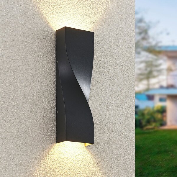 Lucande LED vanjska zidna svjetiljka Tibelya, antracit, gore/dolje, IP65, Crno, Aluminij