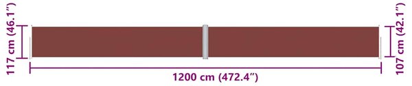 Uvlačiva bočna tenda smeđa 117 x 1200 cm - Smeđa / 117 x 1200 cm