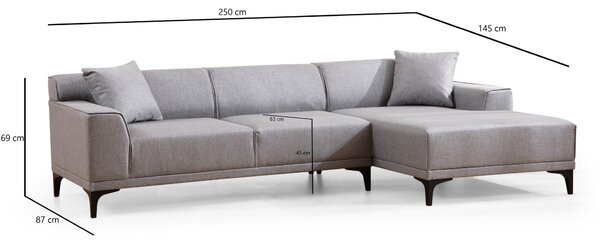 Zondo.hr Kutna garnitura Petrafonzo (D) (svijetlosiva + crna). Akcija -31%. 1106951