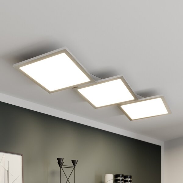 Lucande LED stropna svjetiljka Ilira, 3 žarulje, srebrna, CCT, prigušiva, prigušiva, Metalik, Kuhinja, Aluminij