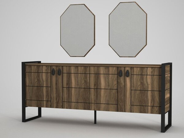 Woody Fashion Komoda, Orah, Lost Aynalı Console - Walnut