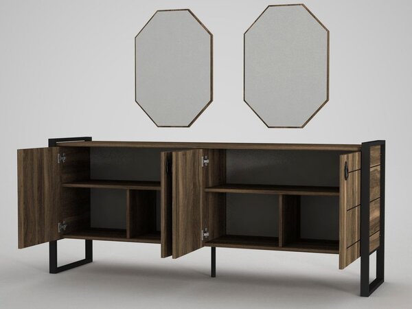 Woody Fashion Komoda, Orah, Lost Aynalı Console - Walnut