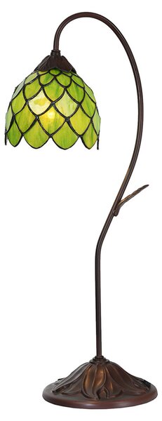 Clayre&Eef Stolna lampa 5LL-6045, zelena, Tiffany stil, Smeđa / hrđa, Dnevni boravak/blagovaonica, Metal