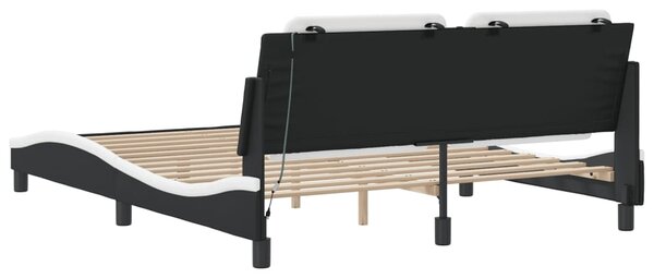 Okvir kreveta s LED-om bez madraca Zadar bijelo-crni 160 x 200 cm - Bijela / 160 x 200 cm