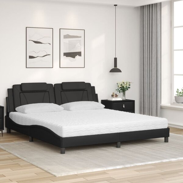Krevet Viana s madracem crni 180 x 200 cm od umjetne kože - Crna / 180 x 200 cm