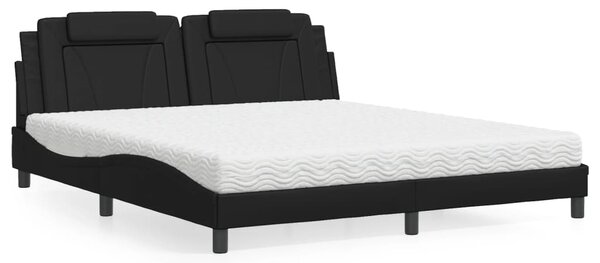 Krevet Viana s madracem crni 180 x 200 cm od umjetne kože - Crna / 180 x 200 cm