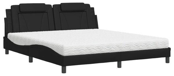 Krevet Viana s madracem crni 180 x 200 cm od umjetne kože - Crna / 180 x 200 cm