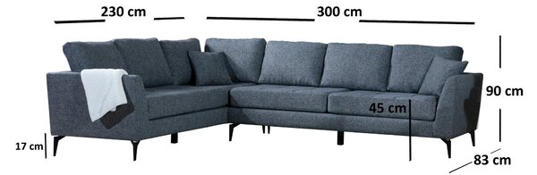 Zondo.hr Kutna garnitura Temparina (L) (tamnosiva + crna). Akcija -31%. 1106990
