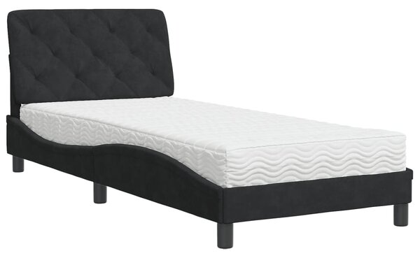 Krevet s madracem crni 80 x 200 cm baršunasti - Crna / 80 x 200 cm