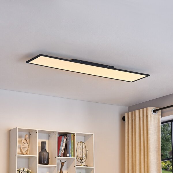 Lindby LED panel Lamin, crni, 120cm, CCT, dimable, daljinski, prigušiva, Crno, Dnevni boravak/blagovaonica, Metal