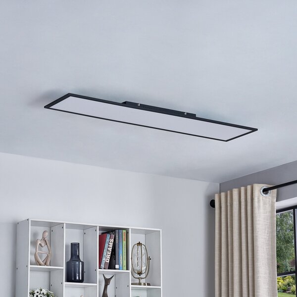 Lindby LED panel Lamin, crni, 120cm, CCT, dimable, daljinski, prigušiva, Crno, Dnevni boravak/blagovaonica, Metal