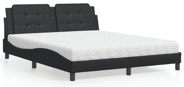 Krevet s madracem Zadar crni 160 x 200 cm od umjetne kože - Crna / 160 x 200 cm