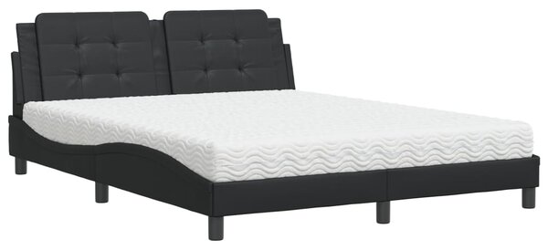 Krevet s madracem Zadar crni 160 x 200 cm od umjetne kože - Crna / 160 x 200 cm