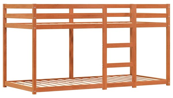 Krevet na kat sa zavjesama bijelo-crni 90 x 200 cm od borovine - Crna / 90 x 200 cm