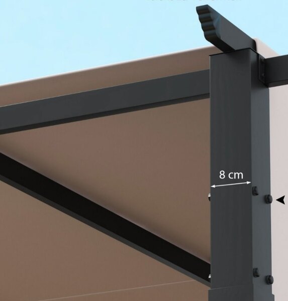 Pergola za terasu 3x3m, terasna pergola, siva