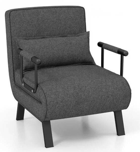 Sofa na razvlačenje, preklopna stolica, odmaralnik s 5 pozicija, tamnosiva