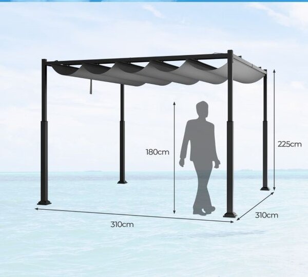 Terasa pergola, 3x3m, siva