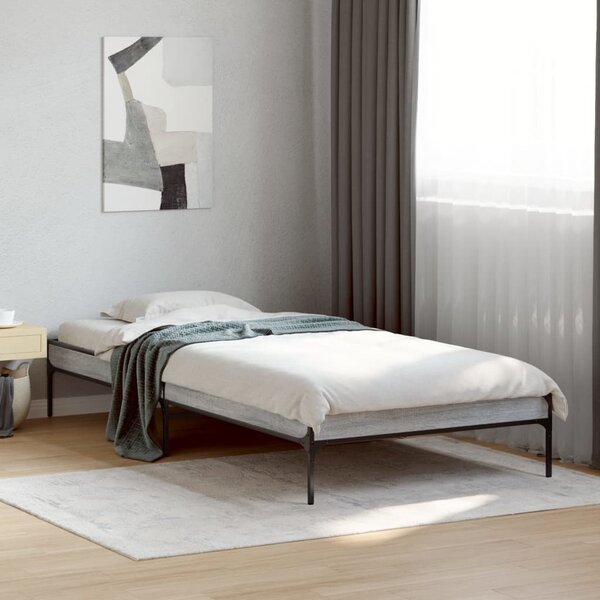 Okvir kreveta boja hrasta 90 x 190 cm konstruirano drvo i metal - Siva / 90 x 190 cm