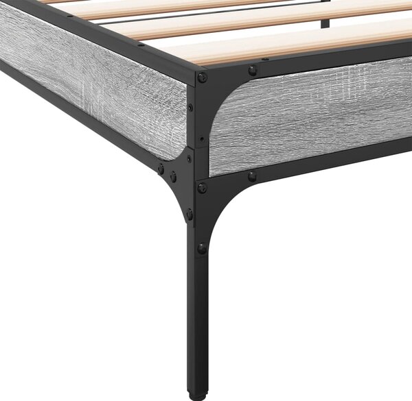 Okvir kreveta boja hrasta 90 x 190 cm konstruirano drvo i metal - Siva / 90 x 190 cm