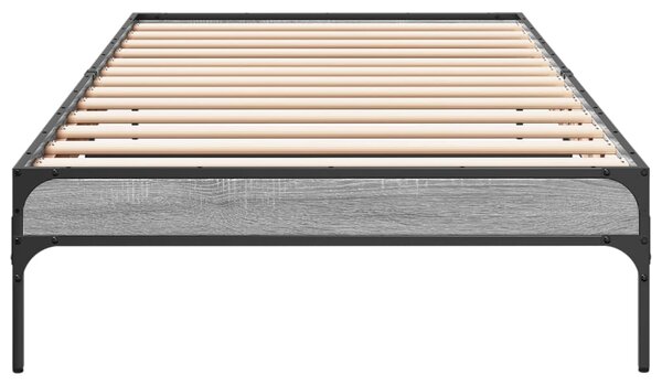 Okvir kreveta boja hrasta 90 x 190 cm konstruirano drvo i metal - Siva / 90 x 190 cm