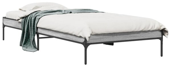 Okvir kreveta boja hrasta 90 x 190 cm konstruirano drvo i metal - Siva / 90 x 190 cm