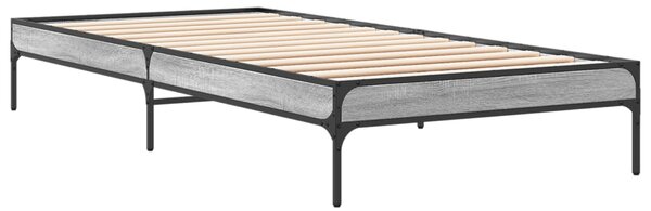 Okvir kreveta boja hrasta 90 x 190 cm konstruirano drvo i metal - Siva / 90 x 190 cm