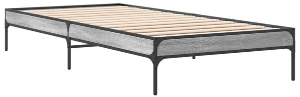 Okvir kreveta boja hrasta 90 x 190 cm konstruirano drvo i metal - Siva / 90 x 190 cm