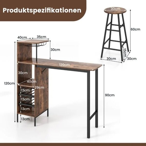 3-dijelni set barskih stolica i stol
