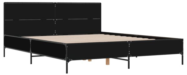 Okvir kreveta crni 140 x 200 cm od konstruiranog drva i metala - Crna / 140 x 200 cm
