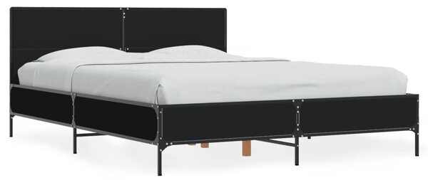 Okvir kreveta crni 140 x 200 cm od konstruiranog drva i metala - Crna / 140 x 200 cm