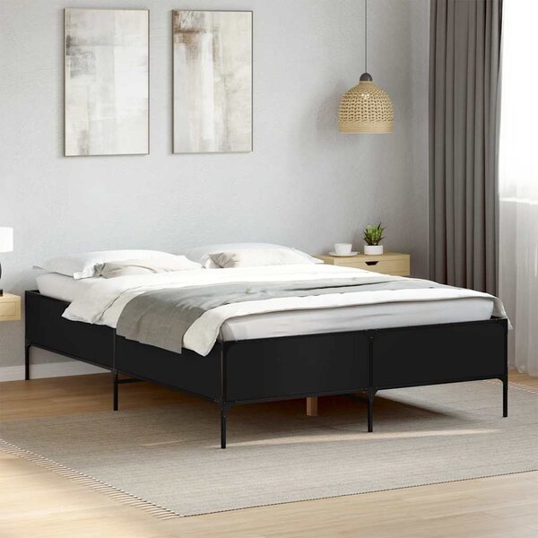 Okvir kreveta crni 120 x 200 cm od konstruiranog drvo i metal - Crna / 120 x 200 cm