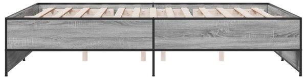 Okvir kreveta boja hrasta 140x200cm konstruirano drvo i metal - Siva / 140 x 200 cm
