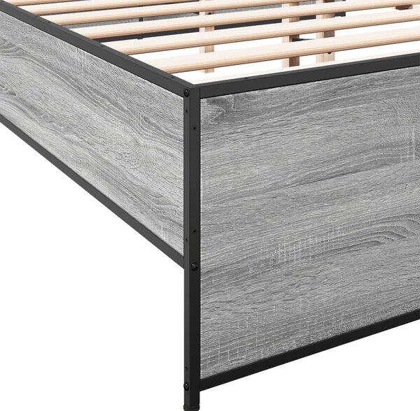 Okvir kreveta boja hrasta 140x200cm konstruirano drvo i metal - Siva / 140 x 200 cm