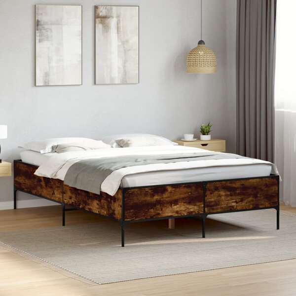Okvir kreveta boja hrasta 140x190 cm konstruirano drvo i metal - Smeđa / 140 x 190 cm