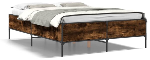 Okvir kreveta boja hrasta 140x190 cm konstruirano drvo i metal - Smeđa / 140 x 190 cm