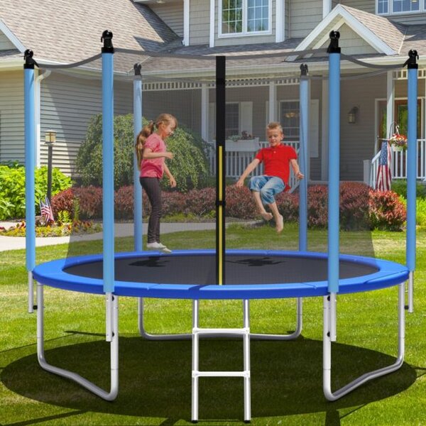 Vanjski trampolin Ø 244 cm za djecu i odrasle, crni + plavi