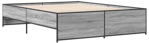 Okvir kreveta boja hrasta 140x200cm konstruirano drvo i metal - Siva / 140 x 200 cm