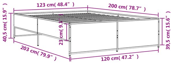 Okvir kreveta crni 120 x 200 cm od konstruiranog drvo i metal - Crna / 120 x 200 cm