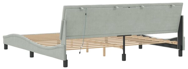 Okvir kreveta s LED-om bez madraca Hanko svijetlosivi 200x200cm baršunasti - Siva / 200 x 200 cm