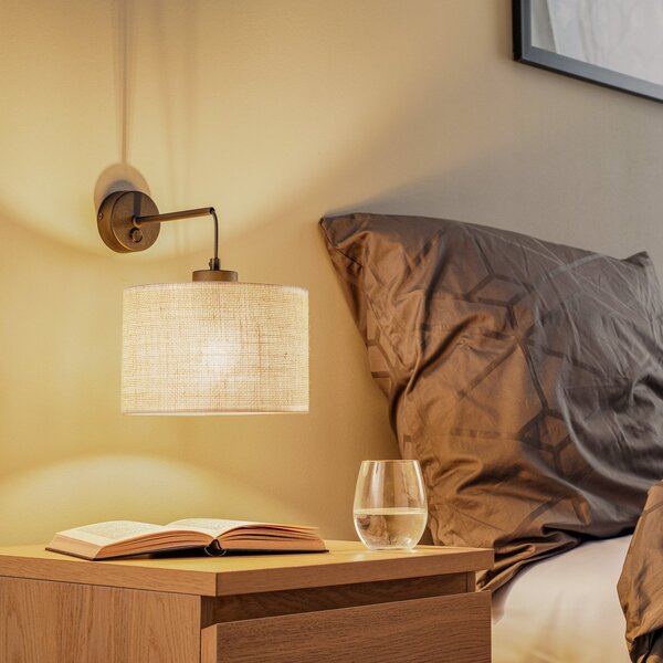 TK Lighting Zidna svjetiljka Juta, jedna žarulja, prigušiva, Bež, Dnevni boravak/blagovaonica, Tkanina / tekstil
