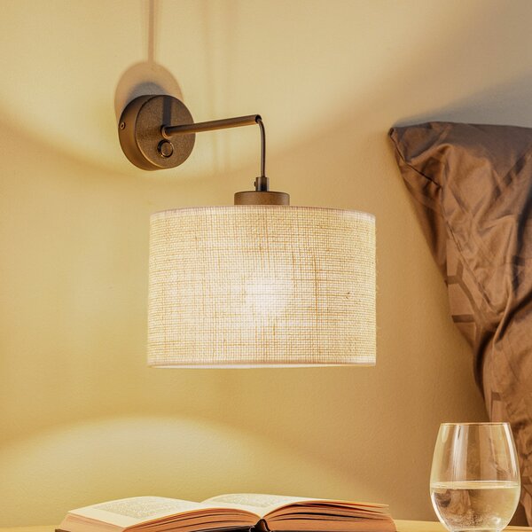 TK Lighting Zidna svjetiljka Juta, jedna žarulja, prigušiva, Bež, Dnevni boravak/blagovaonica, Tkanina / tekstil