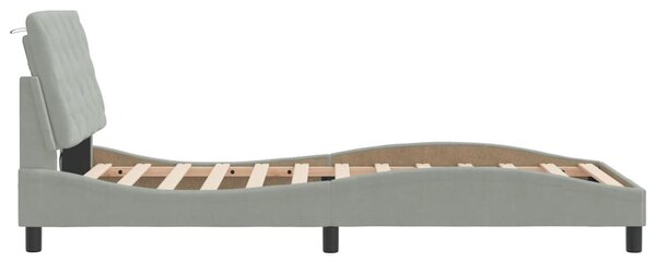 Okvir kreveta s LED-om bez madraca svjetlosivi 100x200 cm baršunasti - Siva / 100 x 200 cm