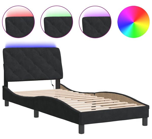 Okvir kreveta s LED-om bez madraca crni 80 x 200 cm baršunasti - Crna / 80 x 200 cm
