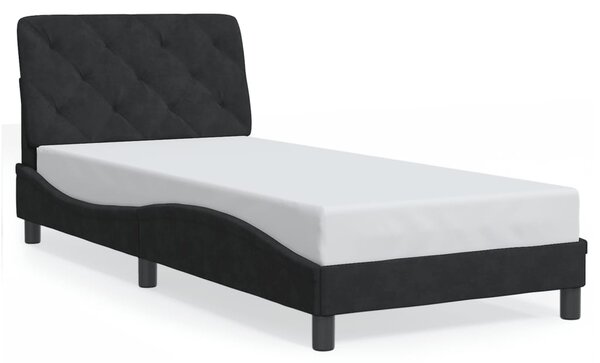 Okvir kreveta s LED-om bez madraca crni 80 x 200 cm baršunasti - Crna / 80 x 200 cm