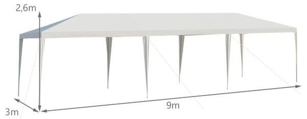 Šator za zabavu 3 m x 9 m, vodootporni vanjski paviljon - bijel