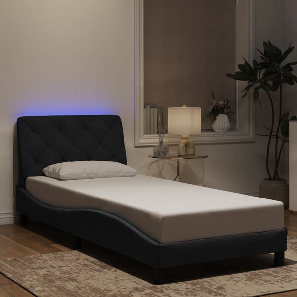 Okvir kreveta s LED-om bez madraca crni 80 x 200 cm baršunasti - Crna / 80 x 200 cm